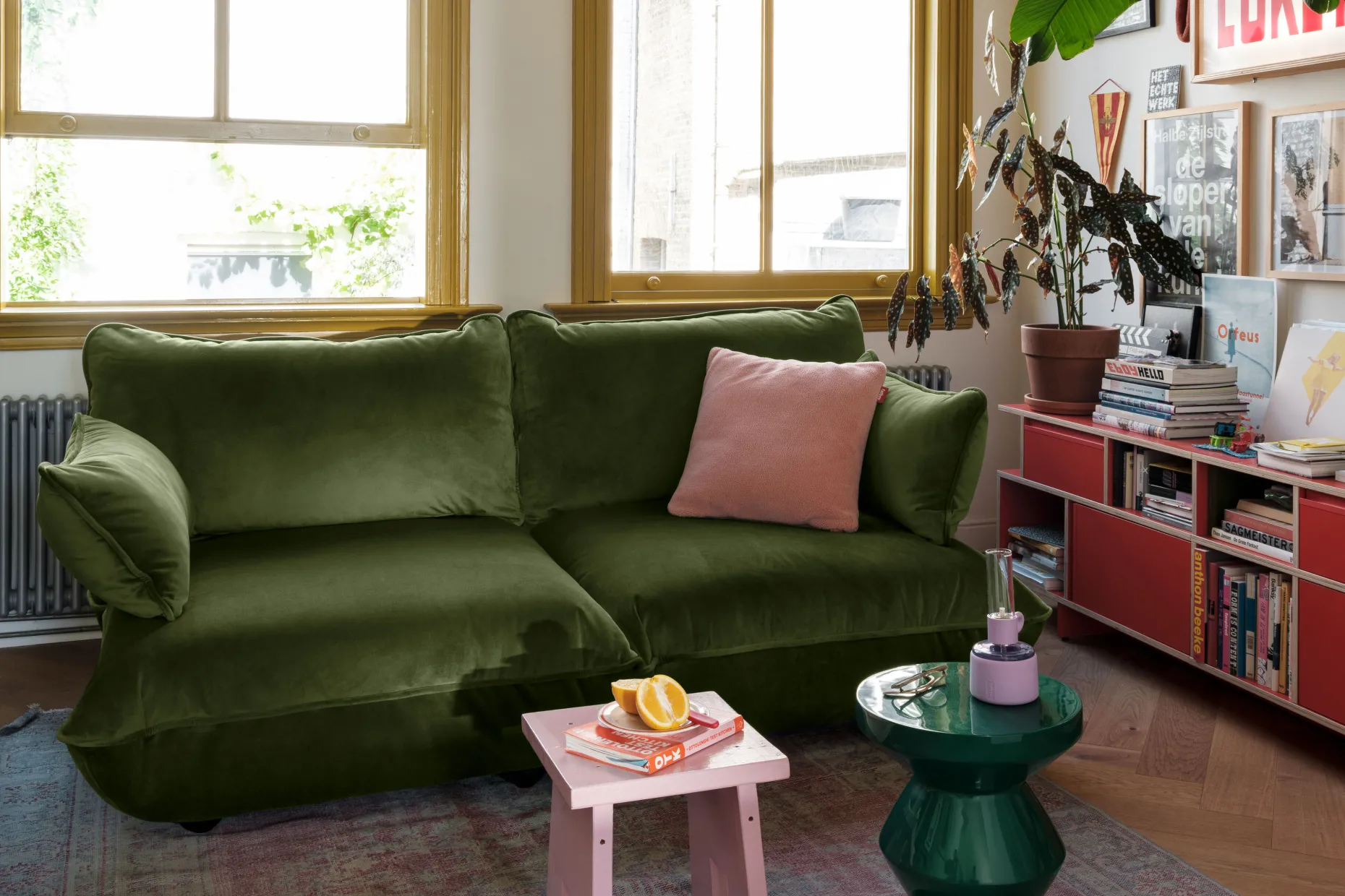 Sumo Sofa Medium Velvet Deep Green Canapé modulaire d’intérieur, 210.5x108x90 cm