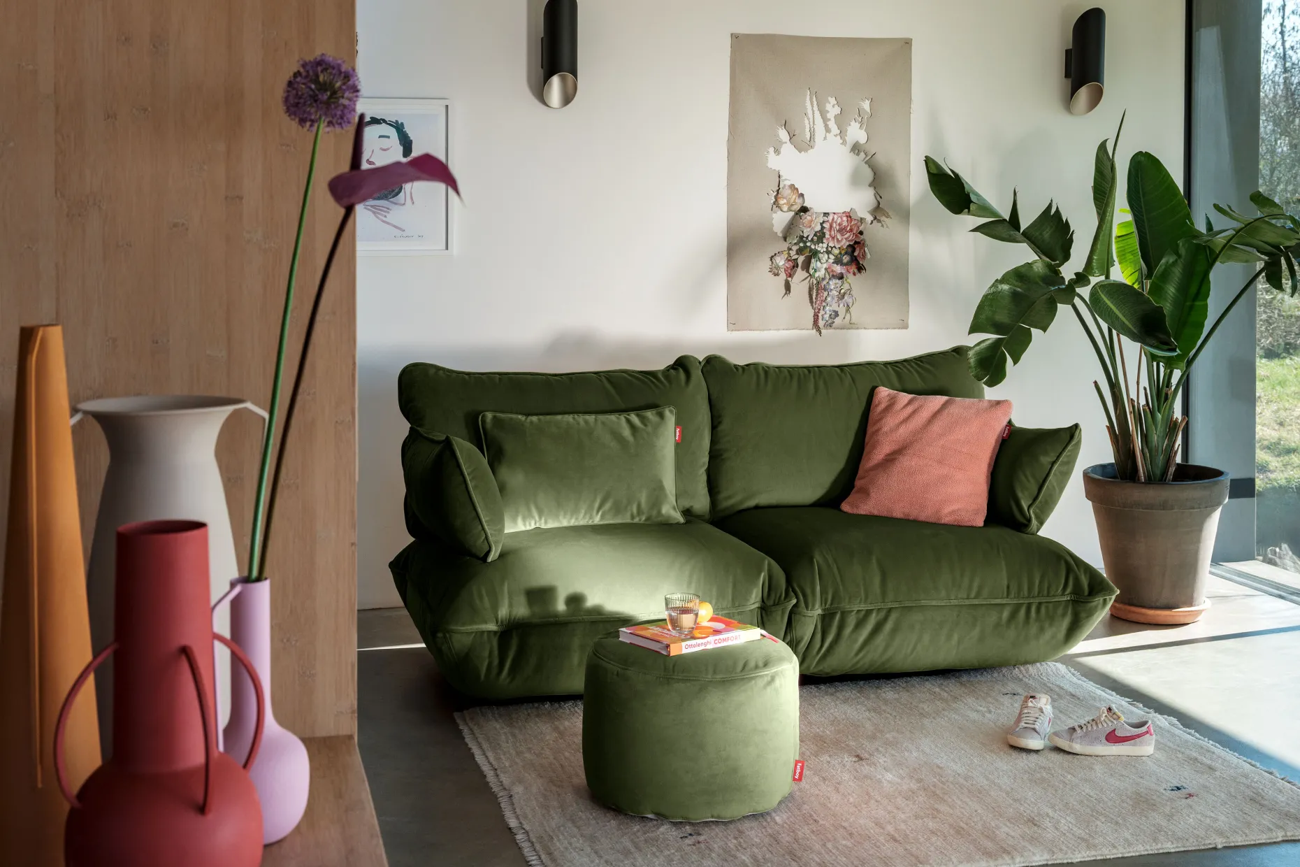 Sumo Sofa Medium Velvet Deep Green Canapé modulaire d’intérieur, 210.5x108x90 cm