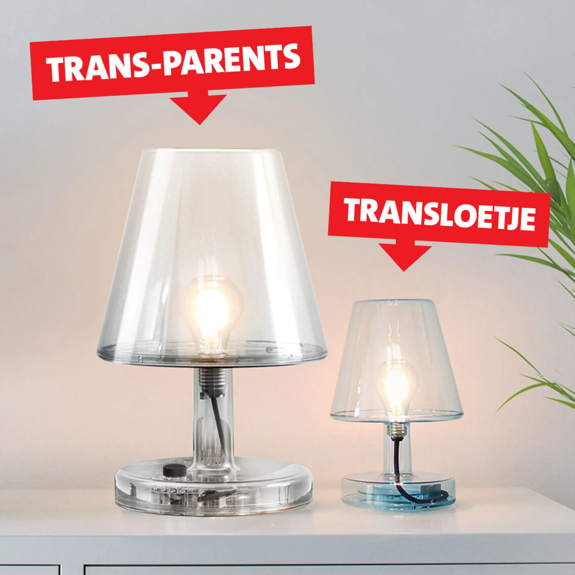 Trans-Parents Lampe de table, 32.7x32.7x50.5 cm