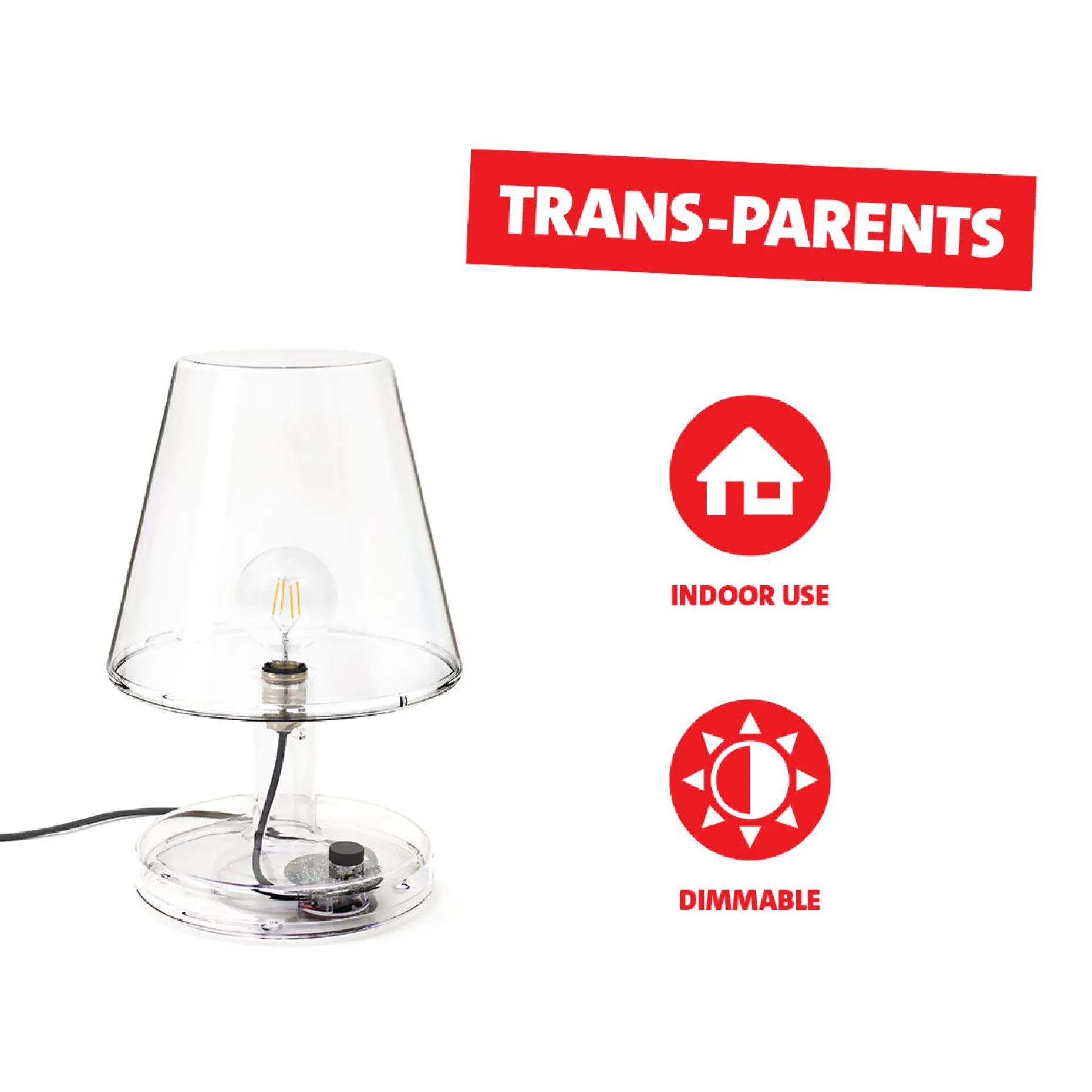 Trans-Parents Lampe de table, 32.7x32.7x50.5 cm