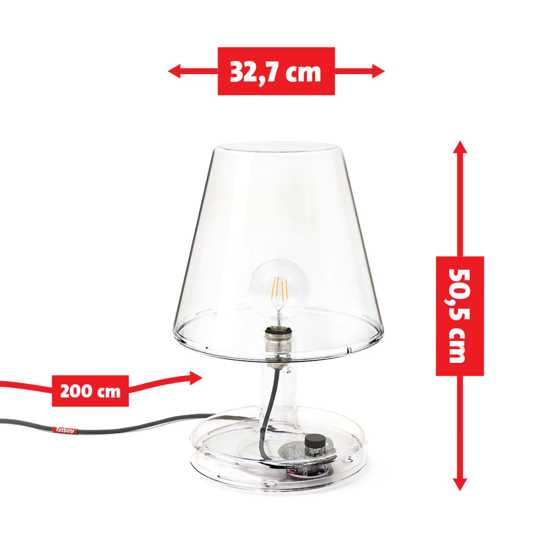 Trans-Parents Lampe de table, 32.7x32.7x50.5 cm